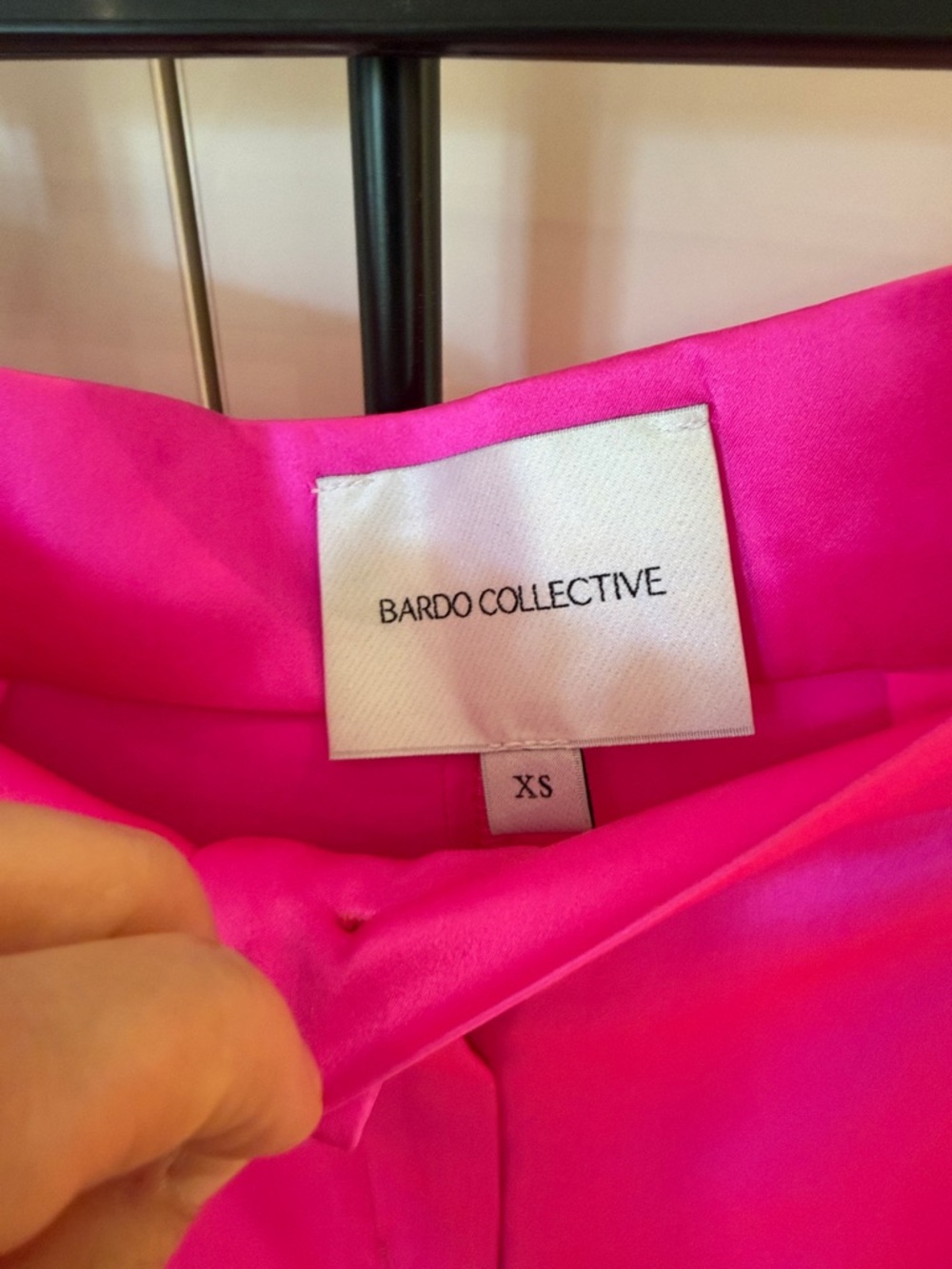 Silky Hot Pink Button-Down Shirt with Shorts Set - Picture 5 of 5